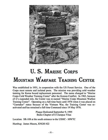 U.S.M.C. - Mountain Warfare Training Center - 9/9/95