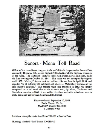 The Sonora - Mono Toll Road - 9/10/83
