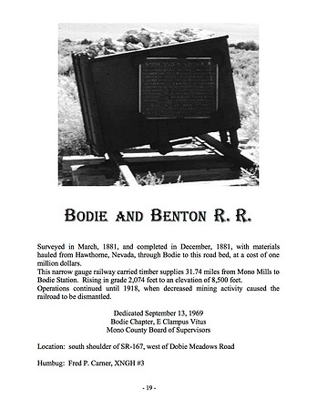Bodie and Benton Rail Road - 9/13/69